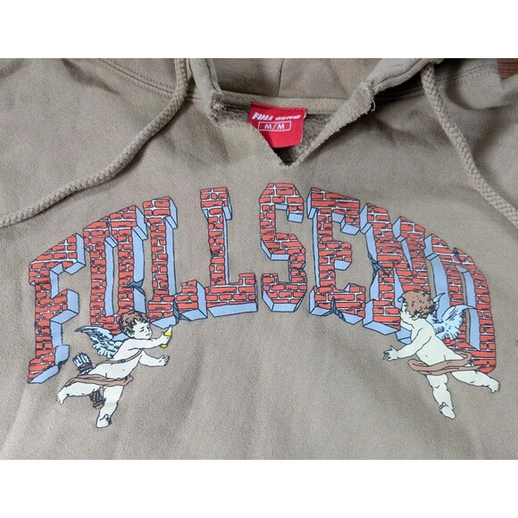 FULL SEND TAN HOODIE BRICK SPELLOUT PULLOVER SWEATER SWEATSHIRT SZ M - Picture 2 of 6